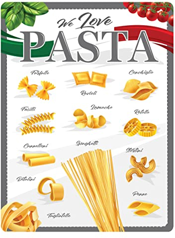 Dodino 30x40cm blechschilder, PASTA MENU, Dekoratives Wohnaccessoire, Deko Metallschild Schild für alle Küche