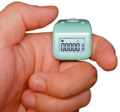 Arvakr Rechargeable Finger Counter, IPX8 Waterproof Lap Counter, Silent 6 Channels Digital Tasbih Tally Clicker with LED for Prayer Swimming Knitting Gift, Green