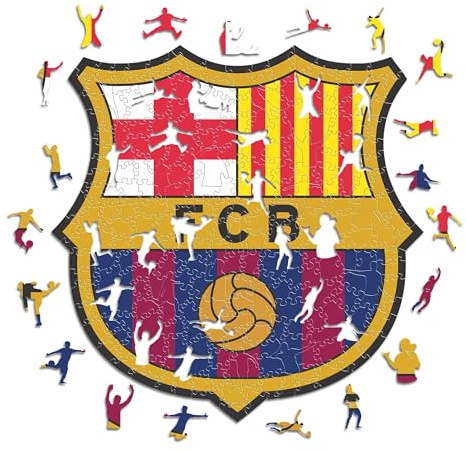 Iconic Puzzles, Logo Barcelona, ​​Producto Oficial, Puzzles de Madera para Adultos y Niños, Madera 100% Sostenible, S, 150 Piezas
