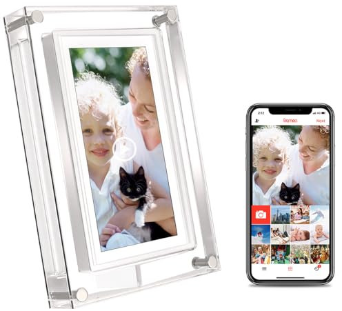 HAKRDRDO Frameo Cadre Photo numérique Intelligent WiFi en Acrylique avec écran Tactile IPS LCD, Rotation Automatique Portrait et Paysage, mémoire intégrée de 32 Go, Choix de Cadre Photo numérique en