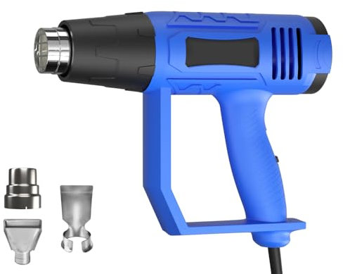 Heat Gun 2000W, JAOSY Hot Air Gun w/ 3 Nozzles, Variable Temperature Control with 2-Temp Settings, for Paint Removing, Shrink Wrapping/Tubing