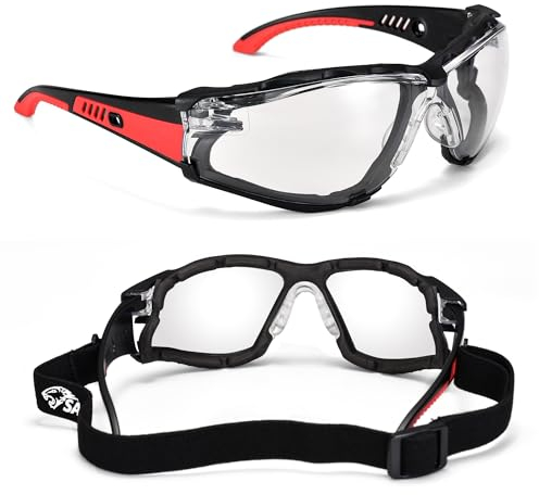 SAFEYEAR lunettes de sécurité de travail transparentes anti-buée, Anti-rayures, UV 400, résistantes aux chocs. CE EN166 lunettes de protection-pour DIY, laboratoire, homme & femme lunettes de sport