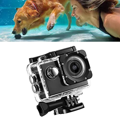 1080HD 12MP Action-Kamera, Wasserdichter Videorecorder, Unterwasserkamera, für Sportliche Outdoor-Aktivitäten, Tauchen, Schnorcheln mit Montagezubehör-Set (Schwarz)