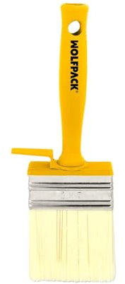 WOLFPACK LINEA PROFESIONAL Brocha Profesional Techos 70x30 mm. Cerda Blanca. Mango Ergonomico, Con Gancho. Brocha Pintura, Brocha Pintor Profesional