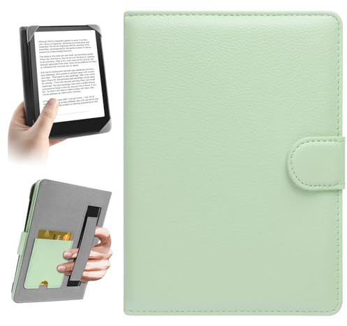 HoYiXi Universal Case for 7 inch Kindle eReader Compatible with 6.8 Paperwhite/Pocketbook and Tolino/Kobo Clara 2E/Kobo Clara HD,6,6.8 eReader Protective Cover Built-in Pocket,Green