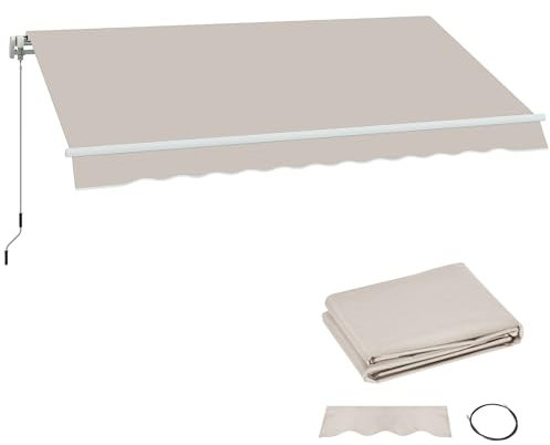 Outsunny Awning Replacement Canopy, Water Resistant UPF 50+ Sun Shade Cover for 3 x 2.5 m Garden Awning (Fabric Only), Cream White