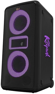 Klipsch Miami Music City Party Speaker - Six Light Show Settings, 18 Hour Battery Life, IPX4 Rated, Pole mountable, Trolley Wheels and Retractable Handle