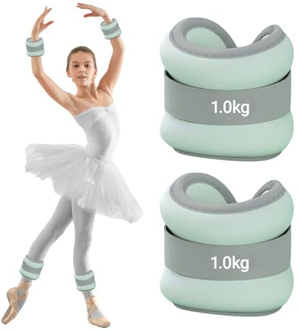 Lot de 2 Poids pour Cheville 1.0kg, Poids Poignet pour Femmes Hommes Enfants avec plusieurs tailles, pour emise en Forme, Exercice, Yoga, Danse, Marche, Jogging, vert