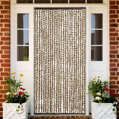 Cortina antiinsectos, 100 x 220 cm, hilos de chenilla flexibles para puerta, bloque de mosquitos y moscas, extraíble e impermeable, conserva la privacidad, fácil de limpiar, polipropileno