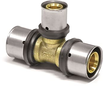 Pipetec Pressfitting T Stück 26x16x26 mm Mittelabgang reduziert TH Kontur Verbundrohr, DVGW, TH-Profil