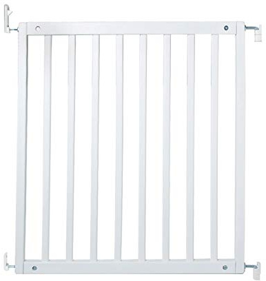 Safetots Barrière de Sécurité en Bois Sans Barre de Seuil, Barrière d'Escalier à Fixation par Vis pour Bébé, Élégante et Pratique, 72cm - 79cm, Couleur Blanc