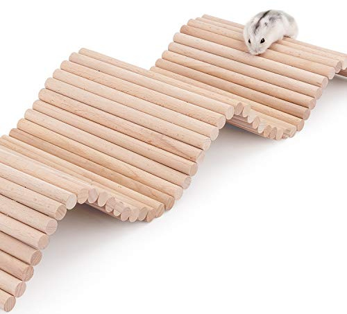 Niteangel Hamster Climbing Ladder Wooden Hanging Bridge for Guinea Pigs Rats Hedgehog Gerbils Mouse Sugar Glider and Other Small Animals (Large)