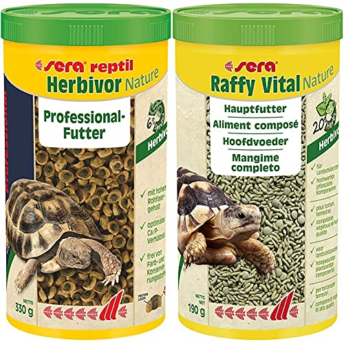 sera Reptil Professional Herbivor Nature 1.000 ml (330 g) - Sera Raffy Vital Nature 1.000 ml (190 g) - Schmackhafte Kräutervielfalt für herbivore Reptilien