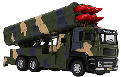 Dilwe Modèle de Véhicule de Fusée Militaire 1/50, Lancement Relevable, Alu de Qualité Supérieure + ABS, Jouet de Voiture à Tirer Avec Son et LED