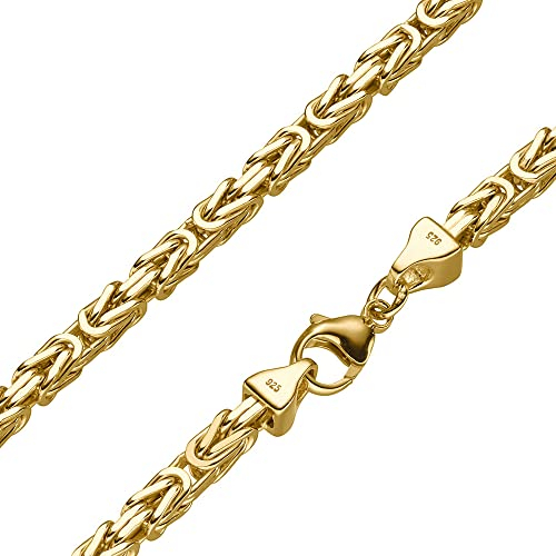 SchmuckForever Vergoldete 5mm Königskette 925 Silber massiv - Länge Wählbar - Gold Vergoldet - Collier Halskette oder Armband (22)