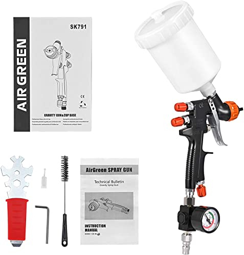 Do-Electr Pistolet de Pulvérisation à Alimentation par Gravité HVLP Pistolet à Peinture Pneumatique Buse de 1,3 mm 600CC Coupe de Mélange de Peinture Aérographe