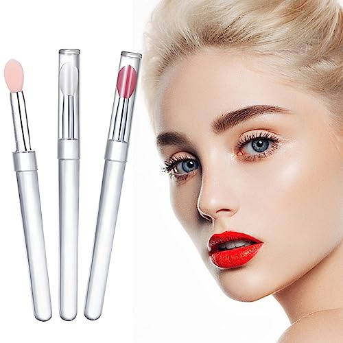 ELESDA Lip Brush, Silicone Lip Applicator Reusable 3PCS Lip Mask Applicator, Silicone Retractable Lip Gloss Balm Applicator Eyeshadow Lip Scrub Brush Applicators Disposable