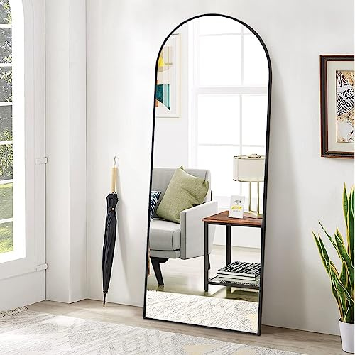 BEAUTYPEAK 65x24 Full Length Mirror, Arch Full Body Floor Mirror, Wall Mirrors Hanging or Leaning Arched-Top with Stand for Bedroom, Dressing Room, Black