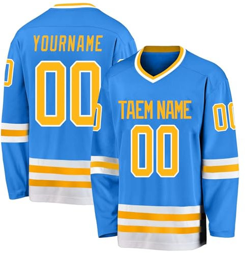 Hockey-Trikot, personalisierbar, mit Ihrem Namen, Team/Nummer, Hockey-Trikot mit Namen, geeignet für Geschenke für Kinder und Erwachsene, Stil 5 KAN0827A, blau, One size