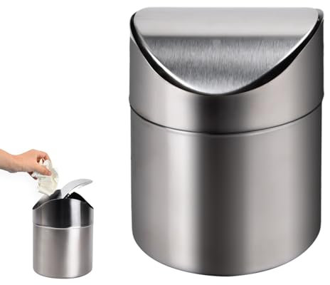 Gudalea Edelstahl Tischabfalleimer mit Deckel, Mini Mülleimer für den Tisch, Tischmülleimer Klein Küchenabfalleimer