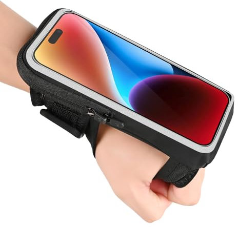 Phone Holder for Running, Wristband Frearm Band for iPhone Pro Max Plus SE (16/15/14/13/12/11/X/XR) Galaxy S24/S23/S22/S21, Waterproof Running Accessories with Adjustable Strap & Card Slot