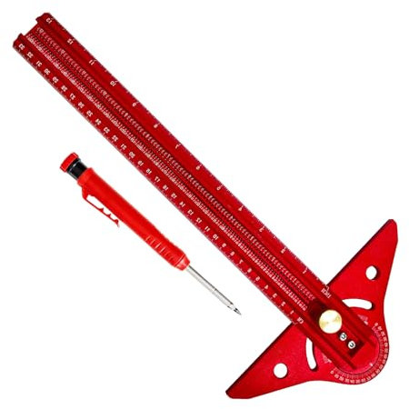 Gramil Para Carpintería - Escuadra De Medición Con Transportador De Ángulos | Regla De Medición Multifuncional Ajustable Ligera De Aluminio Para Marcaje Y Construcción