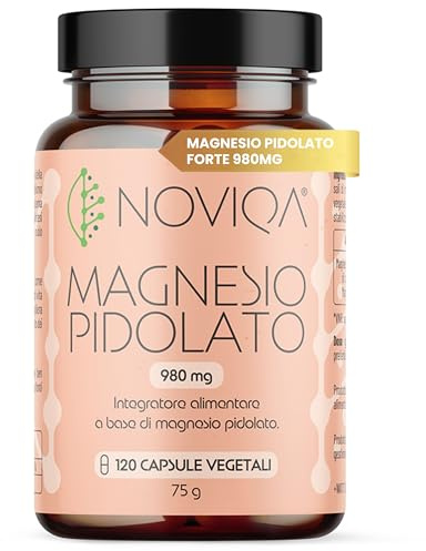 NOVIQA Magnesio Pidolato 980mg, 120 Capsule, Integratore Magnesio Organico Naturale ad Alta Biodisponibilità per Muscoli, Made in Italy
