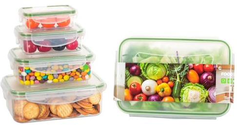 Romon contenitori ermetici per alimenti Set di 5 Pezzi Contenitori Plastica con Coperchio, Senza BPA Adatti per Frigorifero e Microonde A Prova di Perdite