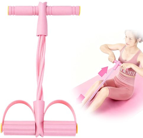 APEX 1 PCS Appareil d'entraînement Abdominal Multifonctionnel, Bande de Fitness, Elastique Musculation, Bande élastique à 6 Tubes, Appareil d'entraînement Multifonctionnel pour Les Jambes (Rose)