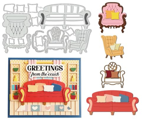 UNICRAFTALE Möbler metall stansad för gör-det-själv korttillverkning soffa 3D skärningsform vintage heminredning prägling schabloner mall för fotoalbum kort hantverk scrapbooking dekoration