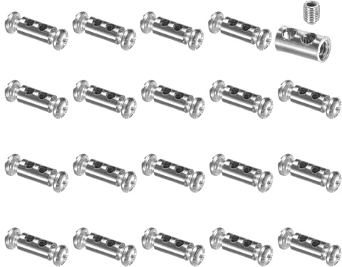 sourcing map 20 clip per funi metalliche, fermacavo in rame con 2 viti a croce M4, morsetto di fissaggio adatto per funi metalliche da 1-2 mm, per la vita domestica, edilizia, trasporto, argento