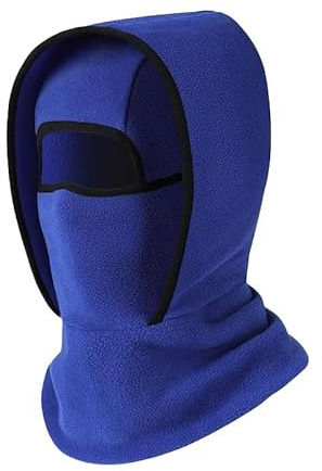 Vinter for skidåkning och cykling - Termisk mössa, halsvärmare vindtät fleecehuva for utomhussporter(Royal blue)