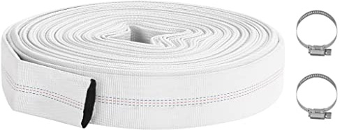 GeenYuu Brandsläckningsslang 20 m 1 tum PVC flexibel med spirallager och polyesterförstärkning, 8 bar arbetstryck, inklusive 2 slangklämmor för vattenanslutning och sanitär installation