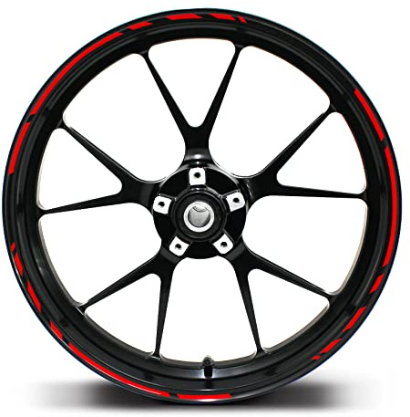 Felgenrandaufkleber Speed Design 12 Teilig Komplett-Set -Finest Folia passend für 17 Zoll & 161819 Felgen Motorrad Auto Fahrrad MR002 (Neon Rot)