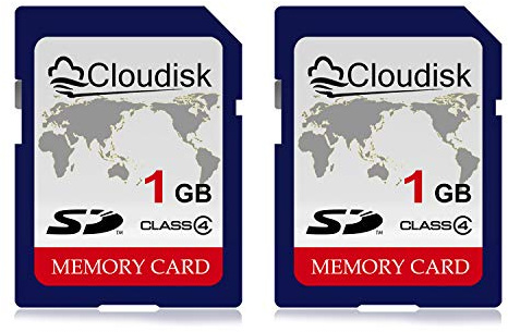 Cloudisk Paquete de 2 Tarjetas SD de 1 GB Clase 4 720P HD de Memoria Flash