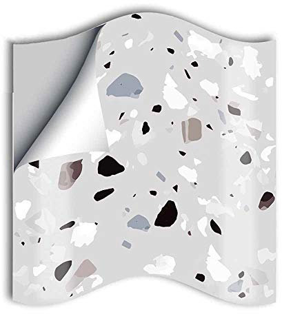 Hiser 25pcs Kitchen Bathroom Wall Tile Stickers, DIY Square Decals Creative Metal Nordic Style Sticker for Kitchen Living Room Bathroom Home Decor Self-Adhesive (Light colored terrazzo,15 * 15cm)
