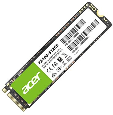 acer FA100 M.2 2280 SSD 512GB: PCIe 3.0 NVMe with HMB & SLC Cache, Up to 3500 MB/s Read Speed, PC Internal Solid State Drive for Laptop & Desktop Upgrade