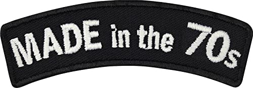 Parches ropa termoadhesivos Made in the 70s | Parche decorativo de fiesta de los setenta para planchar en motociclistas | Insignia de cumpleaños para todo tipo de telas | 70x20 mm
