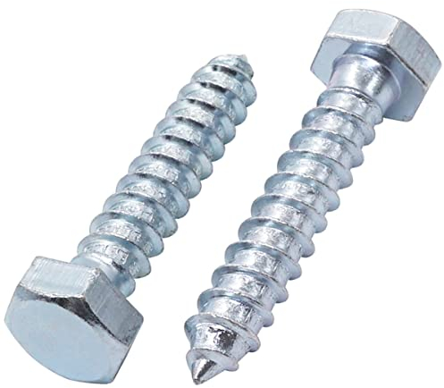 SKIR'CO (15 piezas) Tornillos de madera DIN 571 de acero galvanizado con cabeza hexagonal M12 x 60 mm, tornillos de coach, tornillos hexagonales