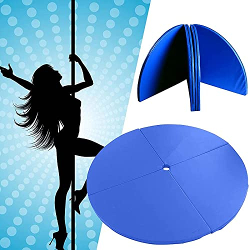 Dxcaicc Pole Dance Matte Tragbare Klappbare Runde 120cm Fitness Pole Dance Crash Matte Geeignet für Anfänger Fitness Gymnastik Sicherheits Anti Rutsch Matte,Blau,Thickness 3cm