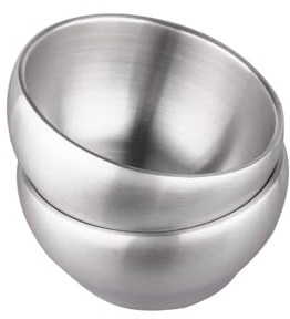 IMEEA Suppenschalen SUS304 Edelstahl Dessertschalen Hochbelastbar Müslischalen Doppelwandige Gebürsteter Schalen Schüsseln Set (2Stück)