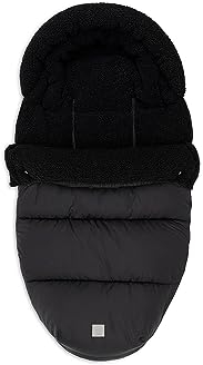 Jollein Fußsack Black - Für Buggy und Kinderwagen - Für 3-Punkt- und 5-Punkt-Gurt - Mit Teddy Gefütterter Fußsack Kinderwagen - Wasserabweisend - Schwarz