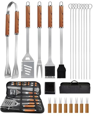 KALAHOL 22-in-1 BBQ Tools Set Extra Thick Stainless Steel Grill Tool Set with Storage Bag, Premium Complete Outdoor BBQ Utensils Set Barbecue Accessories BBQ Kit for Men and Women Gift