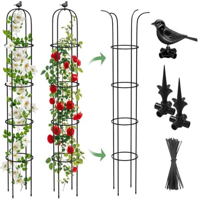 2pcs MYMULIKE Trellis for Climbing Plants 189 Cm/6.2 Ft, Climbing Plant Supports for Indoor Outdoor, Garden Obelisks, Tower Obelisk Garden Trellis Indoor Outdoor, Vegetable, Flowers