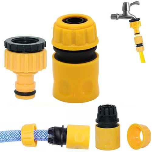 XIAOBAN High Pressure Washer Connector Hose Adapter, Yellow Plastic Quick Connectors for Garden Irrigation Car Washing, 2 Pack
