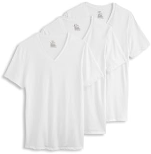 Jockey Men's Undershirt Cotton Stretch V-Neck Undershirt - 3 Pack, Diamond White, XL