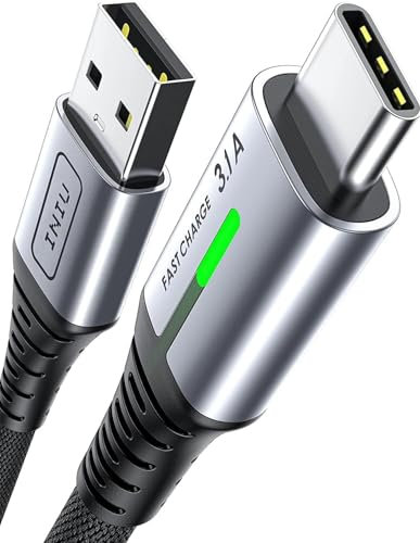 INIU USB C Kabel 0.3m, Typ C 3,1A Handy Ladekabel USB auf USB C Schnellladekabel, Nylon USB-C Aufladekabel Lang für iPhone 15 Pro Samsung Galaxy S21 S20 S10 Note 10 Google Pixel 7 6 Xiaomi