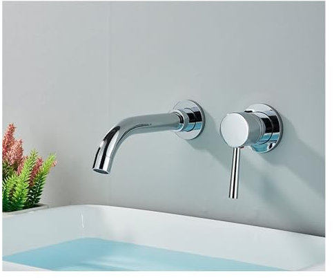 Basin tap Bathroom Basin Faucet Brushed Golden Concealed Wall Mounted Faucet Tap 360 Rotation Single Handle Hot Cold Water Bath Mixer Tap For home decoration(Chrome)