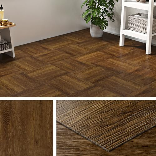 Livelynine Vinylgolv Självhäftande Träoptik PVC-golv Självhäftande Kakel Optik 30x30 16-kakel Halkfri Laminatgolv Trägolv Självhäftande Badrum Vardagsrum Hallå Sovrum
