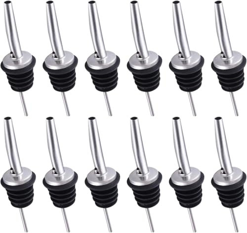 Luabue 12 Pezzi Versatori per Liquori Classici in Acciaio Inox Versatore Bottiglia per Vino, Cocktail, Olio D'Oliva, Succo, Sciroppo, Aceto